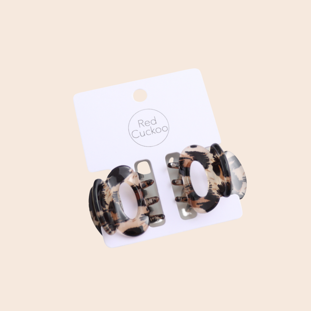 Mini Oval Leopard Print Claw Clips