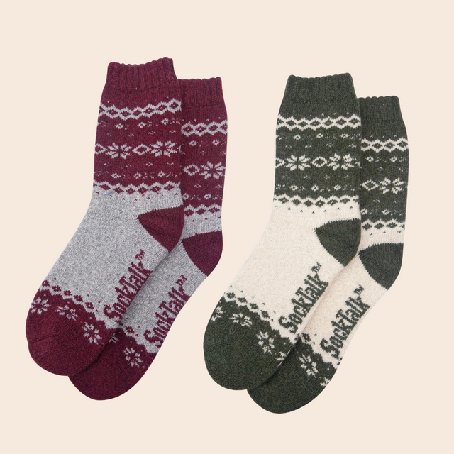 Nordic Snowflake Patterned Wool Socks