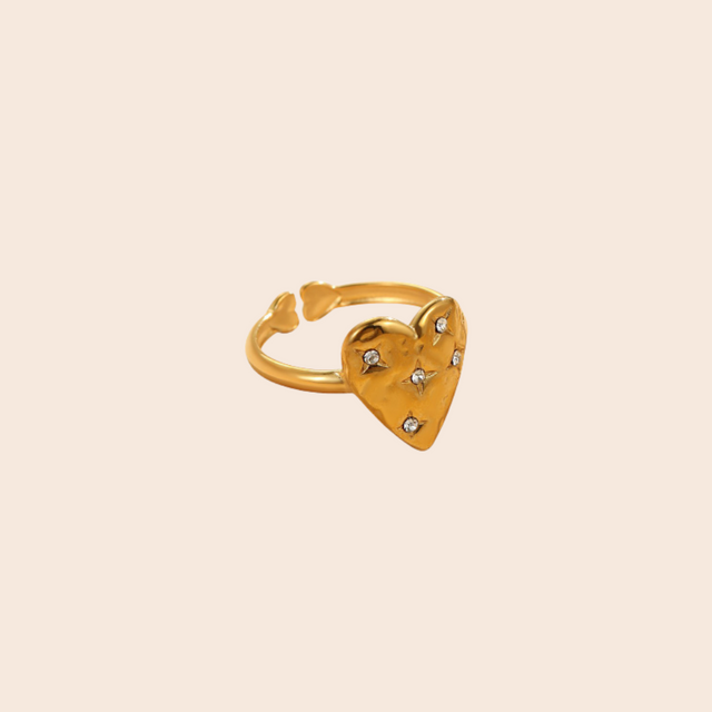 Cubic Zirconia Crystal Heart Ring