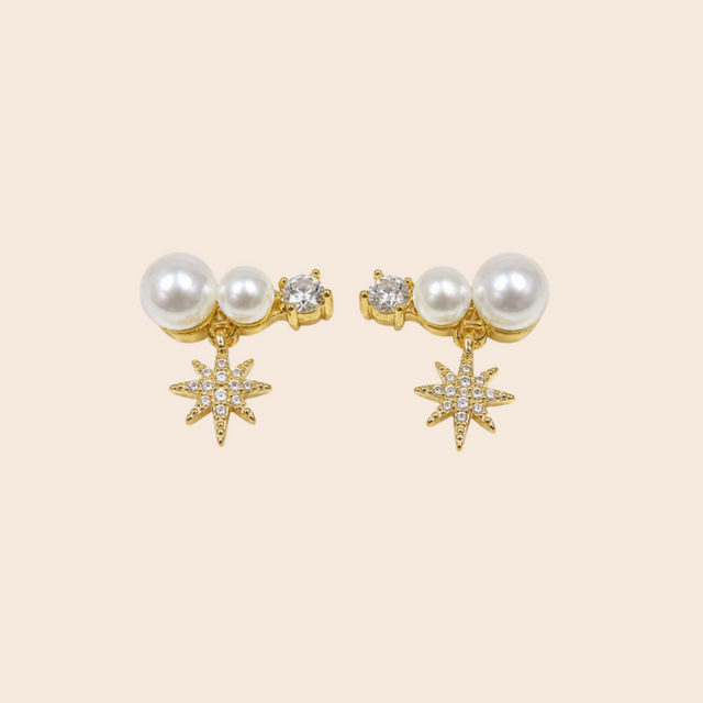 Pearl & Gem Climber Starburst Earring
