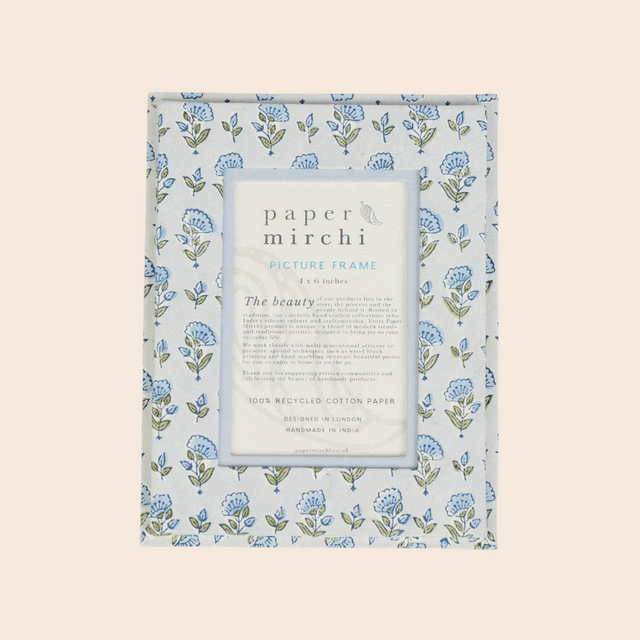 Ditsy Floral Blue Block Printed Picture Frame