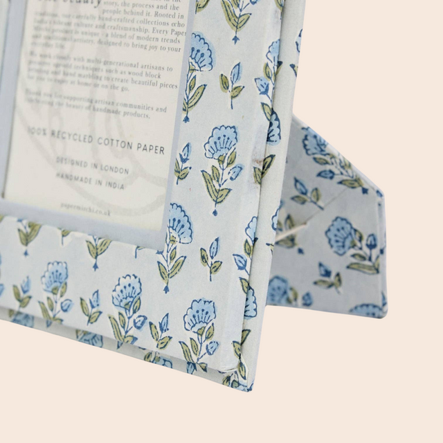 Ditsy Floral Blue Block Printed Picture Frame