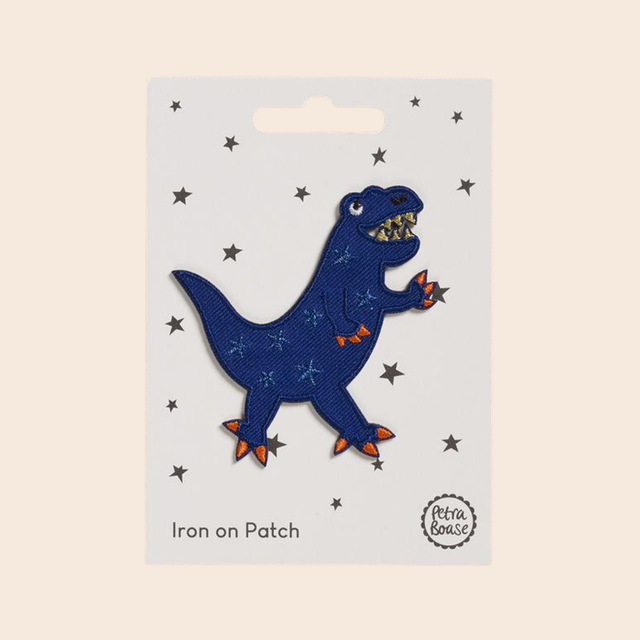 Blue Dinosaur Embroidered Iron On Patch