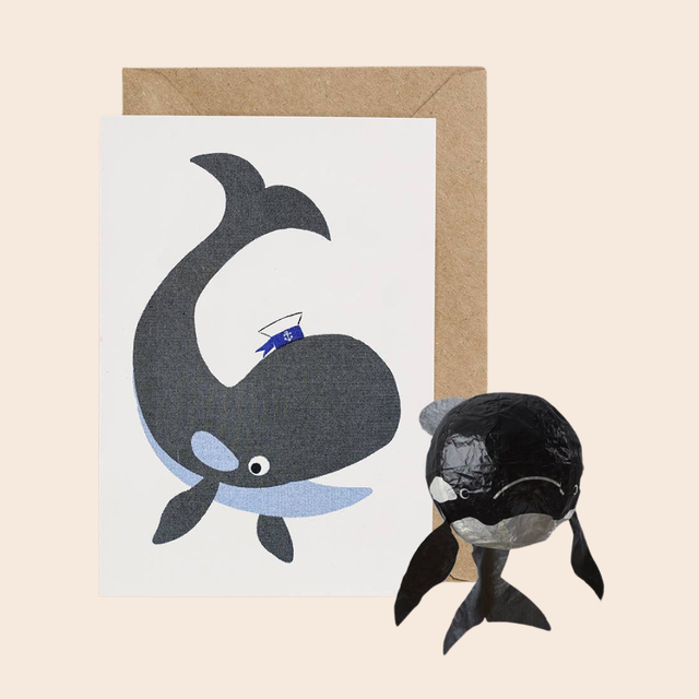 Black Whale Balloon Card