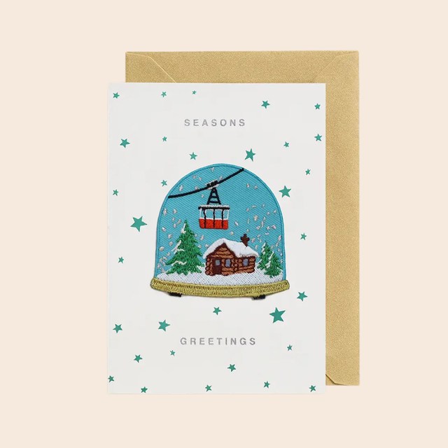 Seasons Greetings Snow Dome Iron On Card