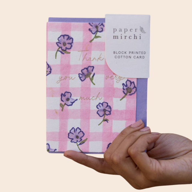 Thank You Violet Gingham Card