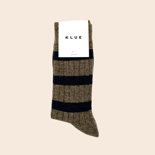 Merino Wool Stripe Socks: Brown