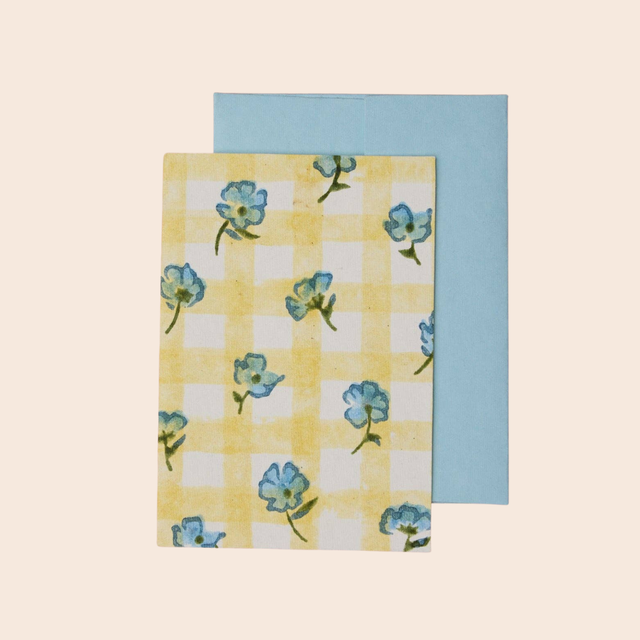Yellow Floral Gingham Card