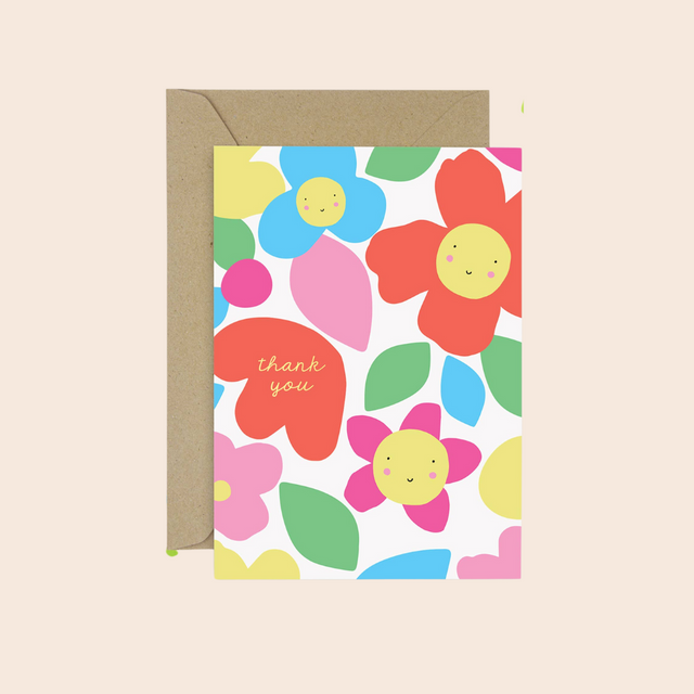 Flower Faces Thank You Card