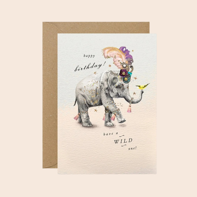 Elephant Wild One Birthday Card