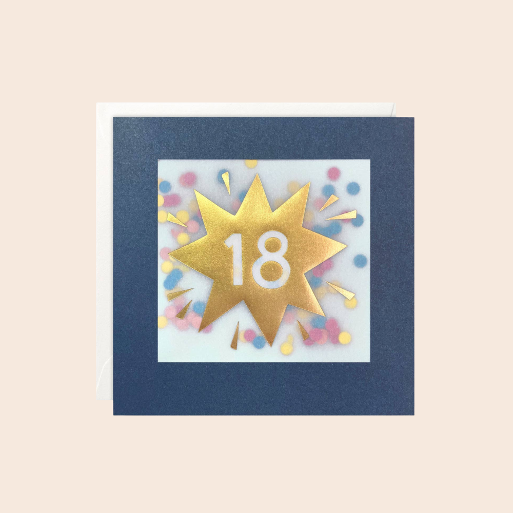 Age 18 Gold Paper Shakies Card