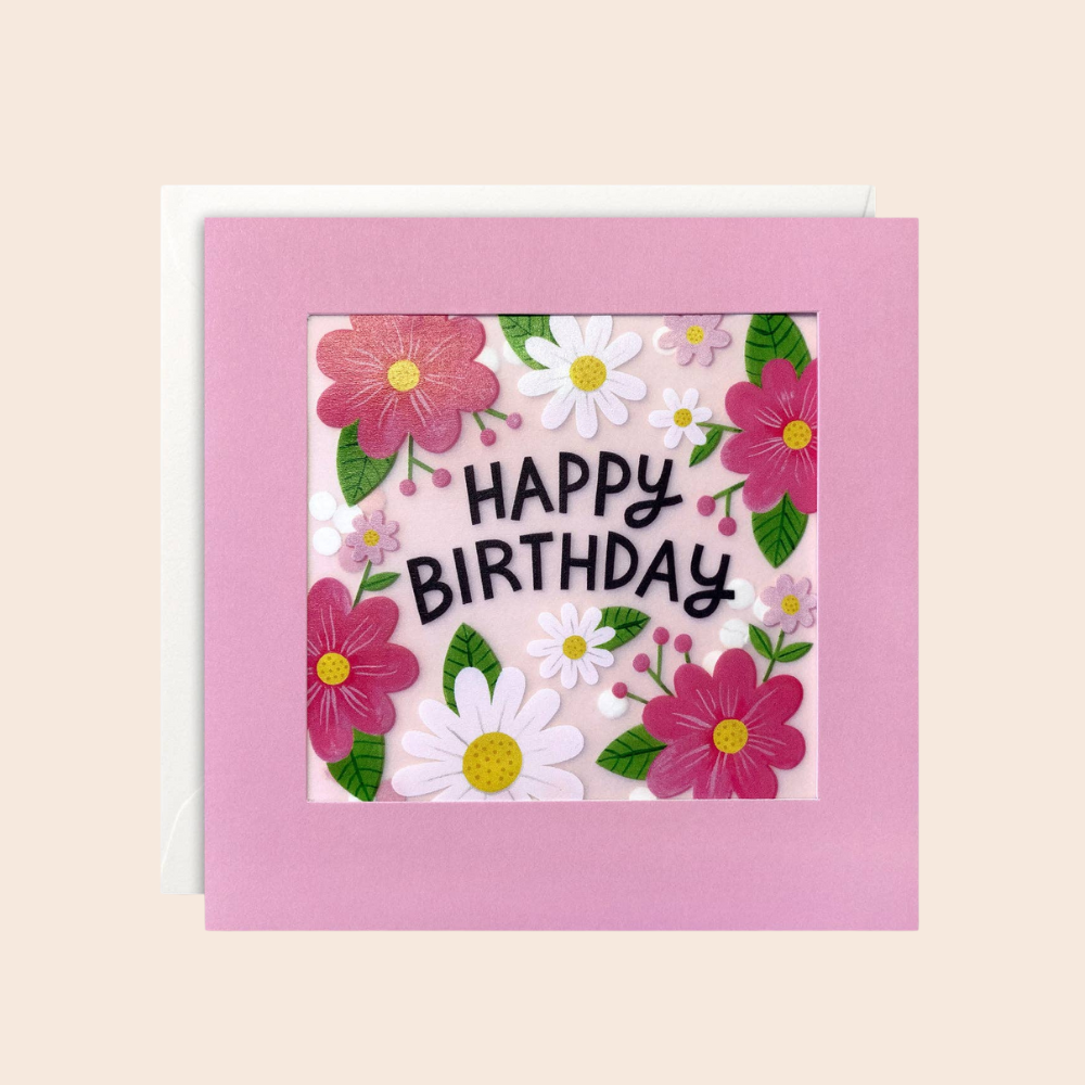 Birthday  Flowers Paper Shakies Card