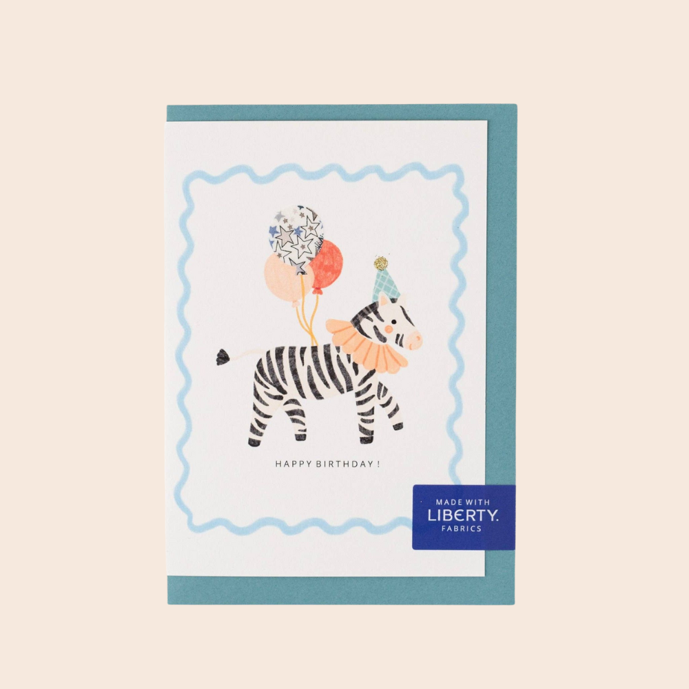 Liberty Blue Zebra Birthday Card
