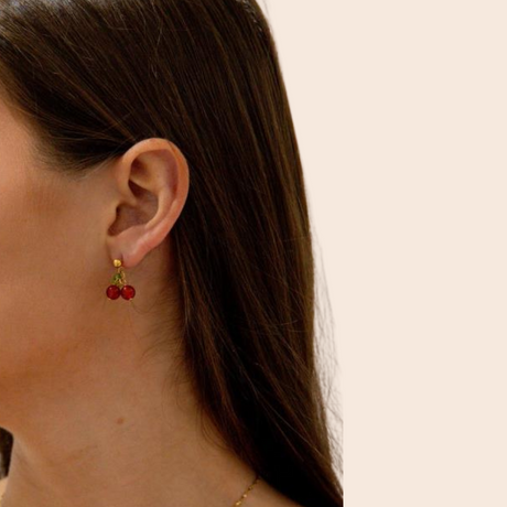 Gold Cherry Drop Earrings