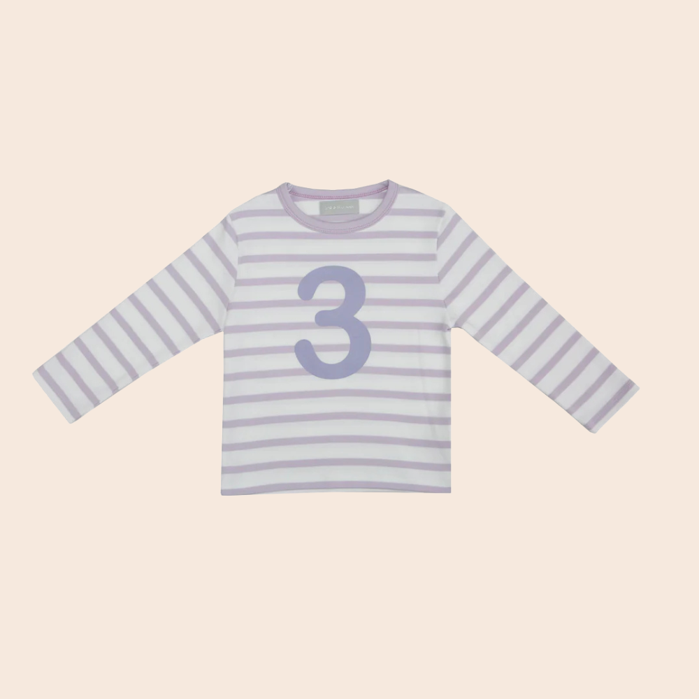Parma Violet  & White Breton Stripe Number T Shirts