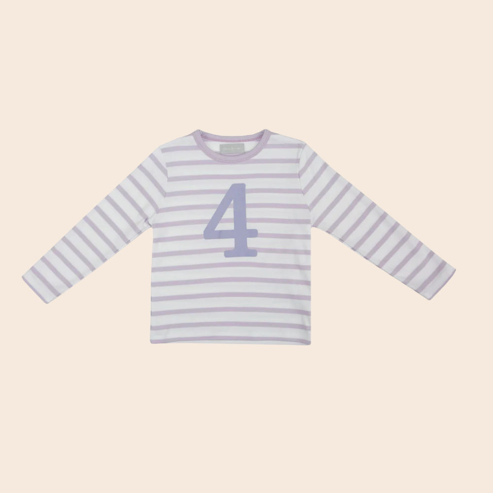 Parma Violet  & White Breton Stripe Number T Shirts
