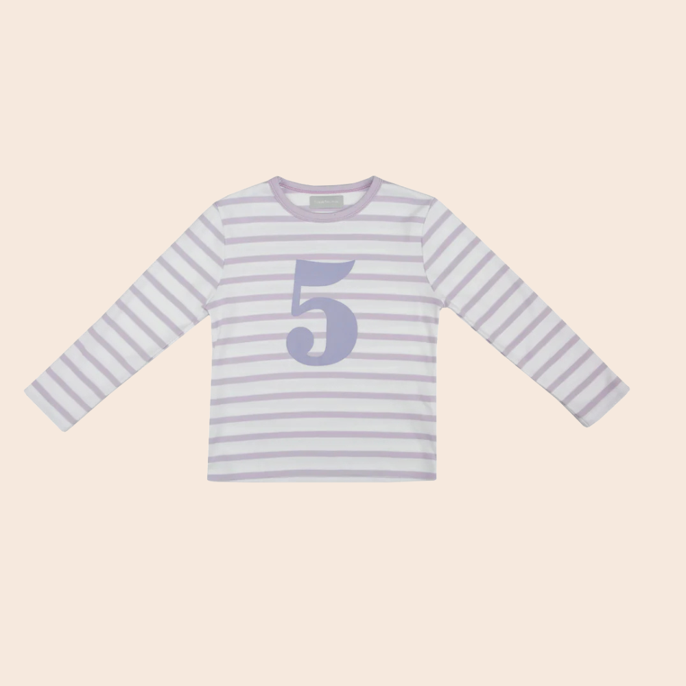 Parma Violet  & White Breton Stripe Number T Shirts