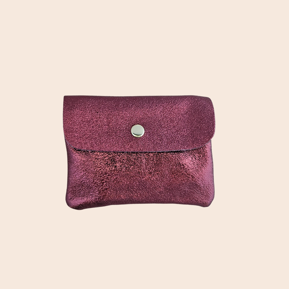 Burgundy Metallic Leather Purse
