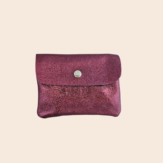 Burgundy Metallic Leather Purse