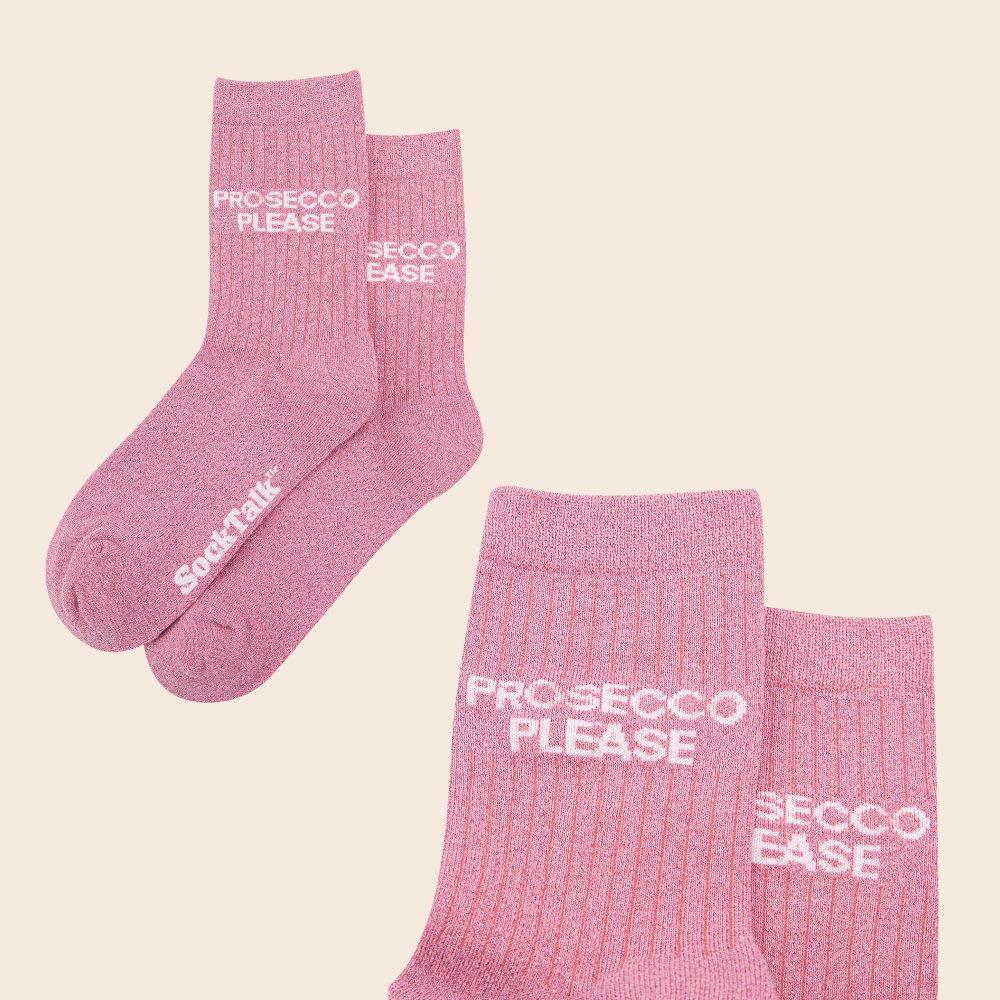Cotton Glitter Quote Socks