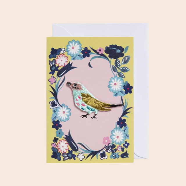 Iron On Blue And Green Bird Card