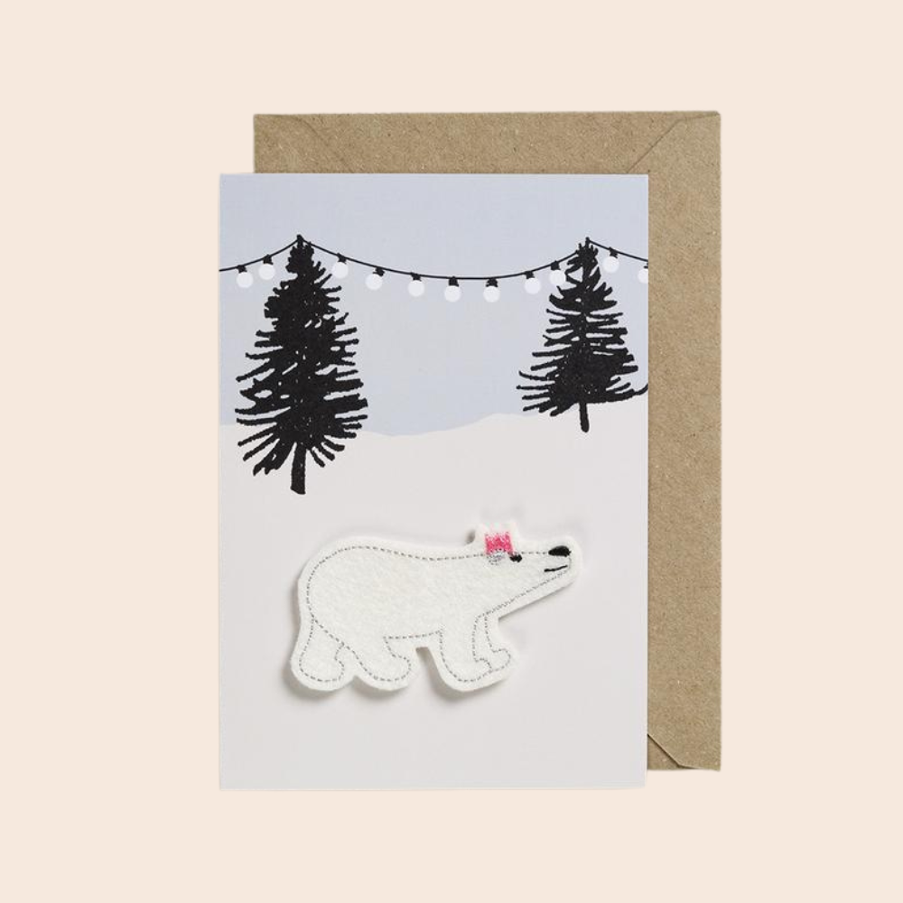 Iron On Polar Bear With Lights Card