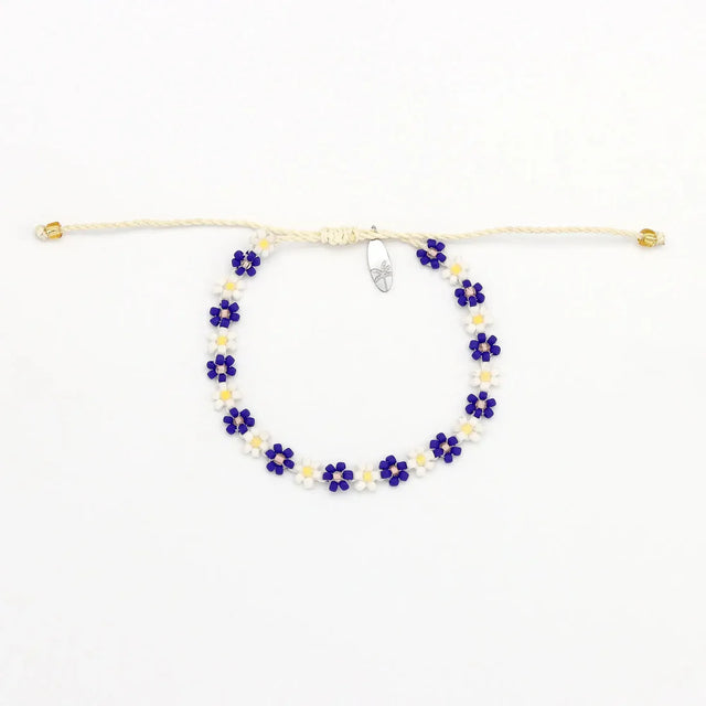 Navy Beaded Daisy Bracelet