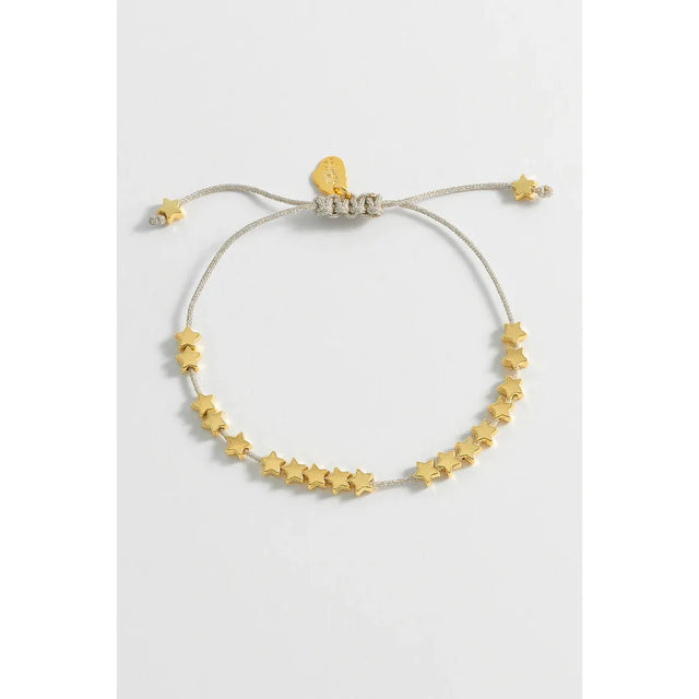 Stars So Bright Gold Plated Bracelet With Silver Metallic Cord