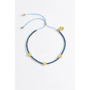 Blue Avalone Miyuki Heart Gold Plated Bracelet