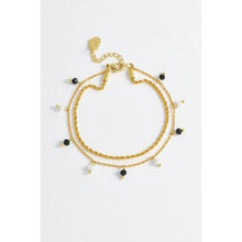 Load image into Gallery viewer, Black And White Crystal Double Chain Gold Plated Bracelet