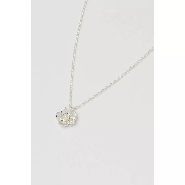 Silver Buttercup Pearl Necklace