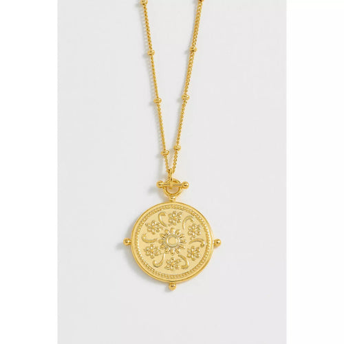 Floral Coin Gold Necklace