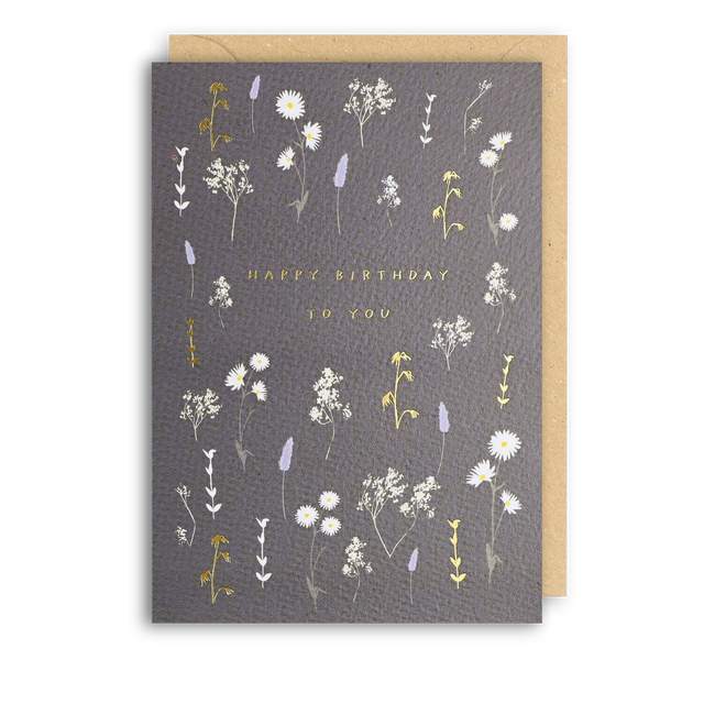 Birthday Grey Flowers Card