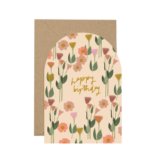 Floral Birthday Curved Card