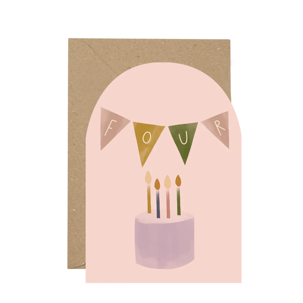 4th Birthday Cake Bunting Card