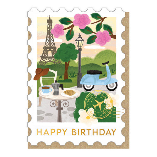 Paris Stamp Birthday Card