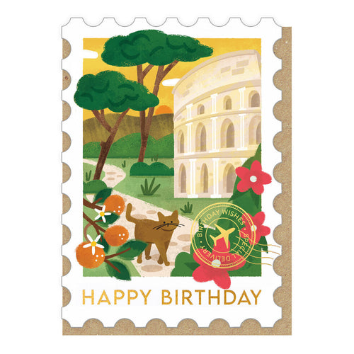 Rome Stamp Birthday Card