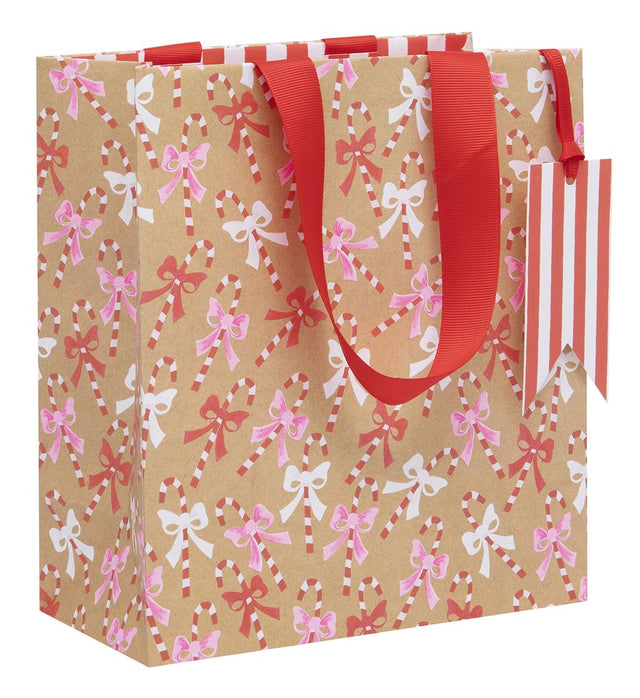 Medium Candy Cane Kraft Gift Bag