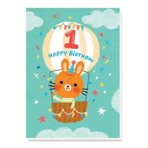 Age 1 Hot Air Balloon  Card