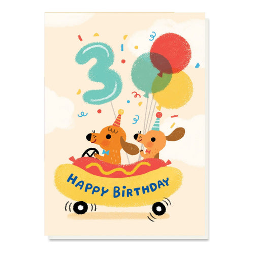 Age 3 Hot Dog Birthday Card
