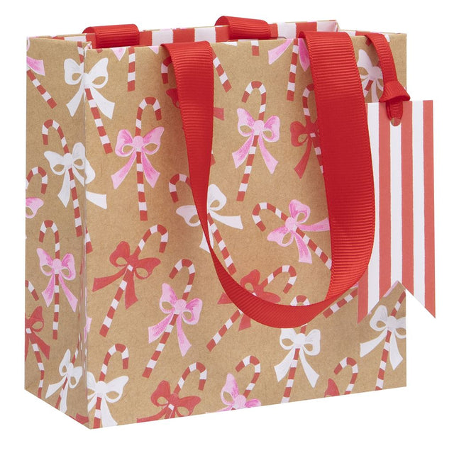Small Candy Cane Kraft Gift Bag