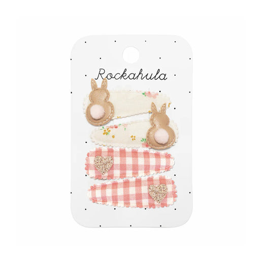 Tiny Blossom Bunny Fabric Hair Clip Set