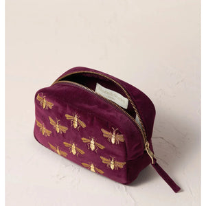 Honey Bee Plum Velvet Cosmetic Bag