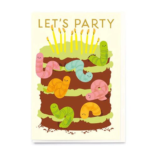 Wormy Birthday Cake Card