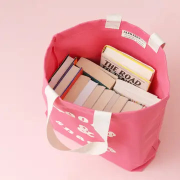 Bright Pink Books & Snacks Tote Bag