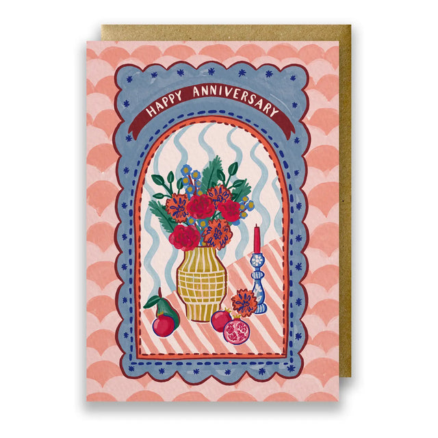 Pomegranate & Flowers Anniversary Card