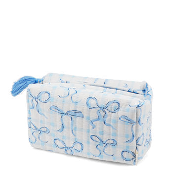 Blue Bow Quilted Make Up Bag
