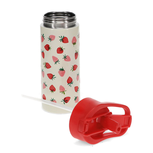 Strawberry Stainless Steel Push Button Bottle