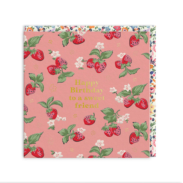 Mini Square Strawberries Birthday Card