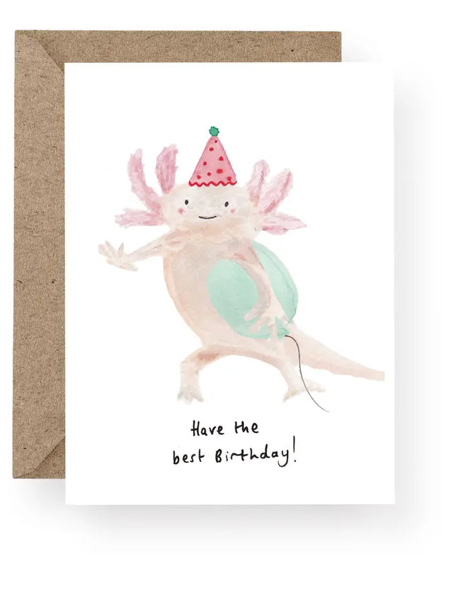 Axolotl Birthday Card